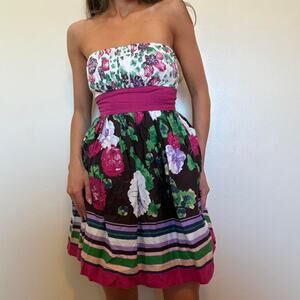 Y2k floral strapless dress super